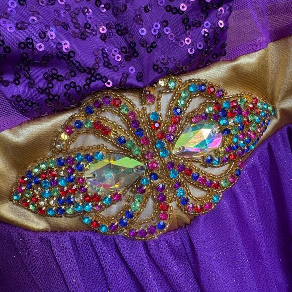 Weissman 10465 Genie in a Bottle Purple Sequin Metallic Gold Dance Costume Jazz - Picture 2 of 12